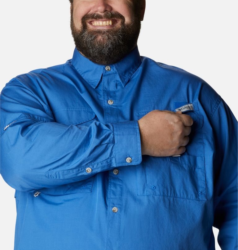 Men's Columbia PFG Bonehead Long Sleeve Shirts Blue | Plus Size CA-O4AL1